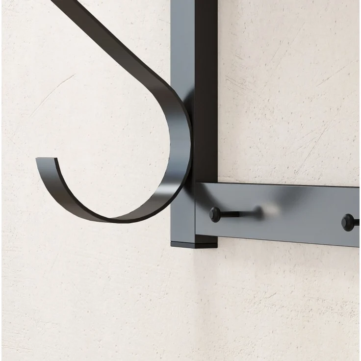 Wandgarderobe mit Ablagefach, 5 Haken und Kleiderstange, 70x25x35,4 cm, Grau – Bild 8