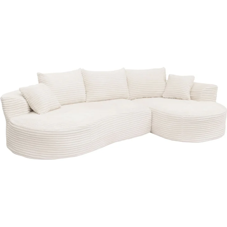 Sofa-Garnitur HWC-P19, 3-Sitzer Couch Loungesofa, Stoff/Textil Cord (370 g/m²) Liegefläche rechts ~ weiß – Bild 9