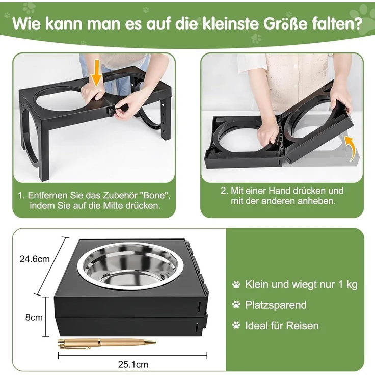 LuxusKollektion 'XBEN' erhöhter Hundenapf 5-stufig verstellbar, Edelstahl silber / schwarz – Bild 4