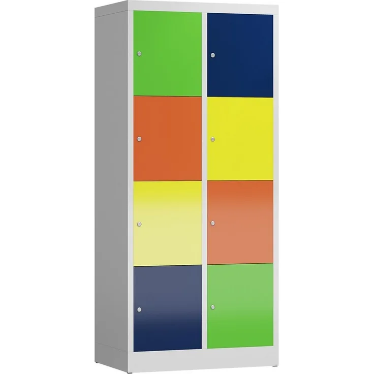 Schließfachschrank Fächerschrank 8 Fächer 1800 x 800 x 500 mm Spind lichtgrau/bunt