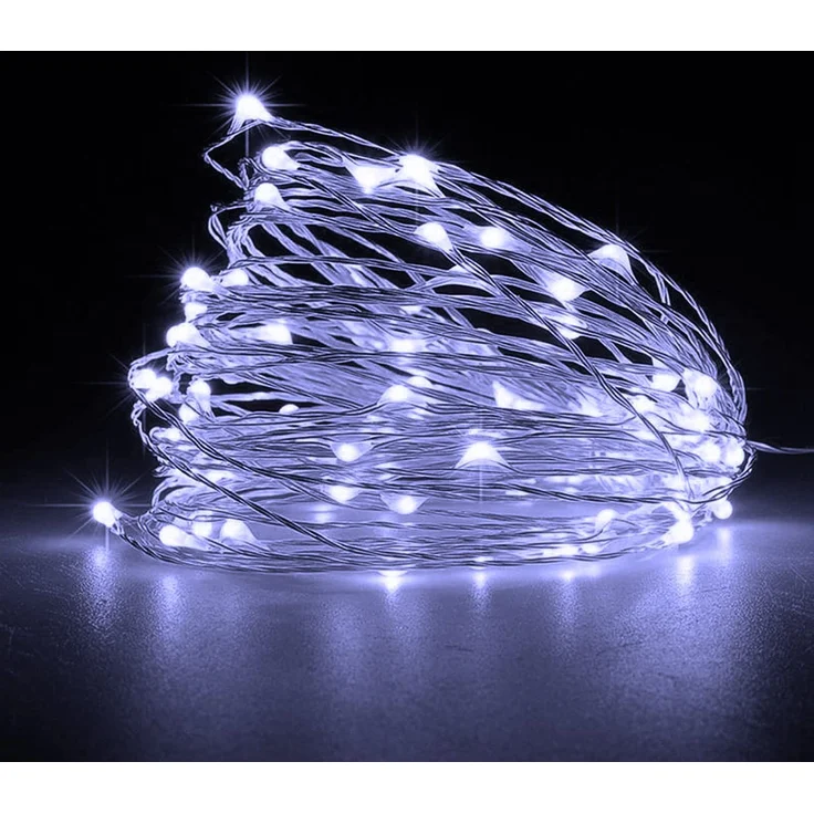 Jsdoin Lichterketten Batterie,5m 50LEDs Draht Lichterkette mit Batterie,Klein Innen Lichterkette für Tüllrock,Weihnachten,Schlafzimmer,Party, Hochzeit,Baumdekoration (Kaltweiß, 4 Pcs 5m50leds)