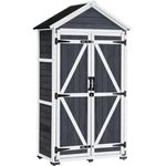 MCombo Gartenschrank Geräteschuppen Werkzeugschrank, Outdoor-Schrank Gartenbox, mit Satteldach, aus Holz Grau, 48 X 90 X 178 cm