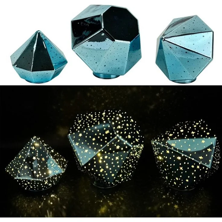 Online-Fuchs LED Dekoobjekt Stimmungslicht - 3 Diamanten aus Glas mit LED-Lichterkette & Timer, Dauerleuchten oder sichter Funkeleffekt, warmweiße LED-Beleuchtung, inklusive praktischer 6-Stunden Timerfunktion – Bild 3