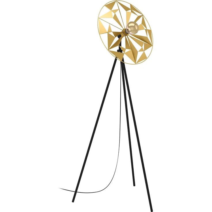 Eglo 43809 Stehleuchte CASTANUELO Stahl schwarz, gold E27 1X40W L:50cm B:27cm H:152cm mit Fußtrittschalter