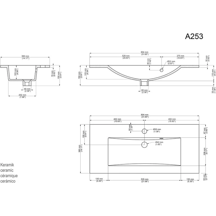 Badmöbel Mars 800 SlimLine SoftClose grafit : Grafit – Bild 8