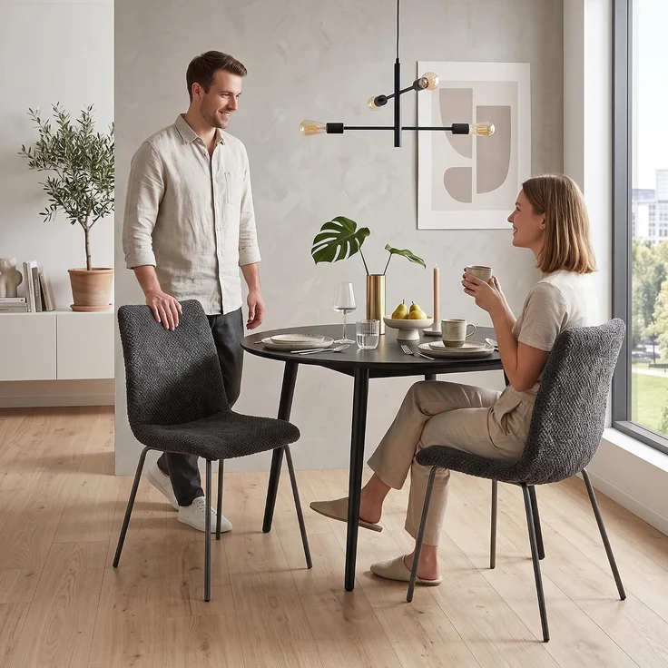 HOMCOM Esszimmerstuhl, Samt (100 % Polyester), Dunkelgrau, 45 x 57 x 89 cm – Bild 8