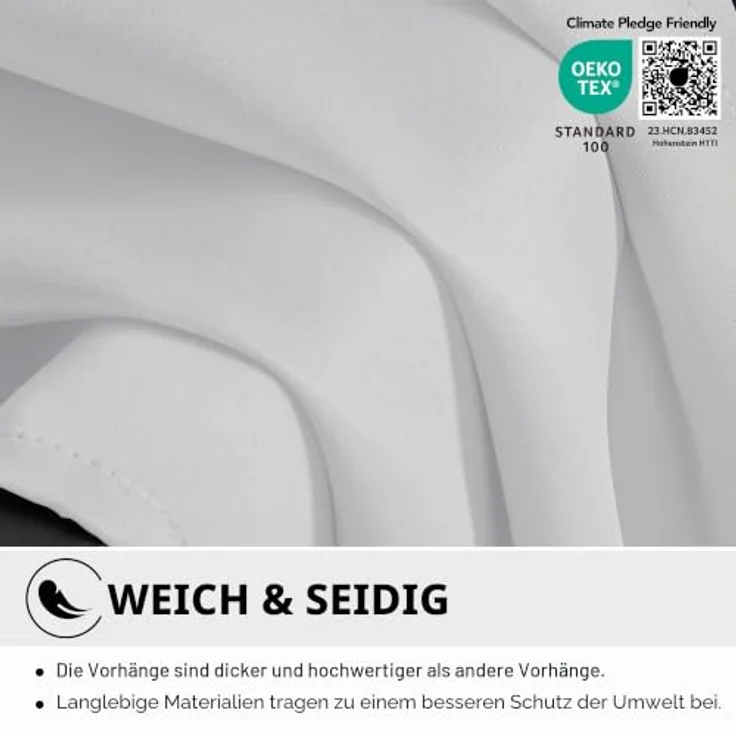Deconovo Gardinen Blickdicht mit Ösen Thermovorhang Wohnzimmer Silber Grau | 2er Set, H270 x B140 cm, Gardinen Abdunkelnd, für Wohnzimmer Schlafzimmer Guten Schlaf, Kälteschutz, Sichtschutz, UV-Schutz – Bild 7