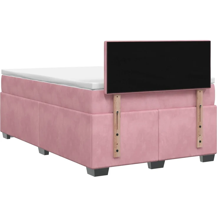 vidaXL Boxspringbett mit Matratze mit Kopfteil Rosa 120x190 cm Samt 3450673 – Bild 8