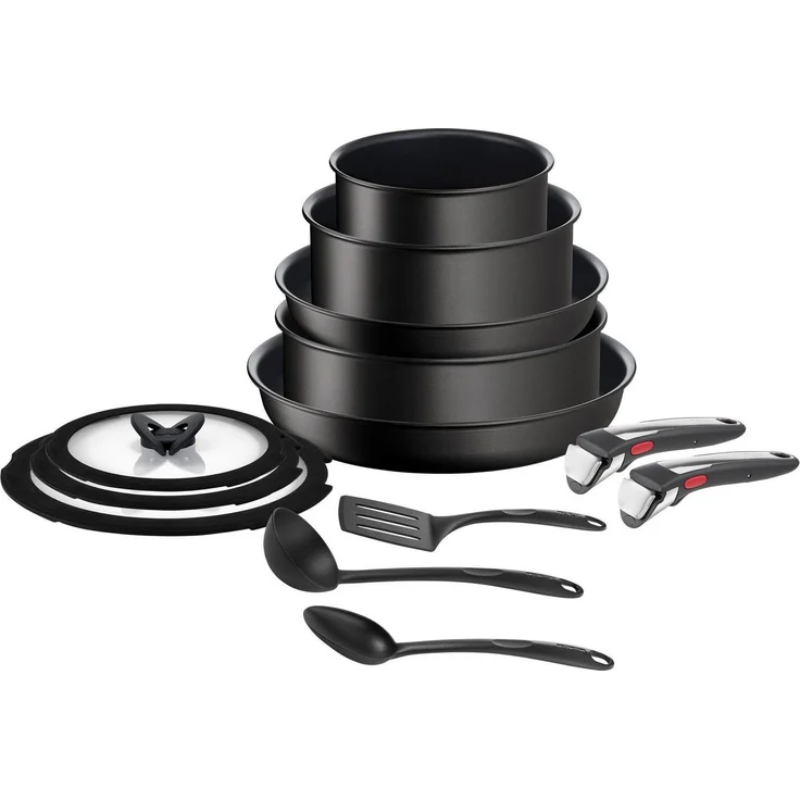 Tefal Ingenio 13-teiliges Kochgeschirr-Set, Antihaftbeschichtung, Induktionstauglich, Pfannen, Töpfe, Deckel, Griffe, Küchenhelfer, L3959343, Schwarz, 24/28 cm – Bild 5