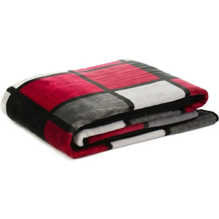 Gözze - Weiche Kuscheldecke, Cashmere Feeling, Hohes Stoffgewicht 500 g/m², Antigua, 150x200 cm - Rot/Bordeaux/Schwarz/Weiß – Bild 3