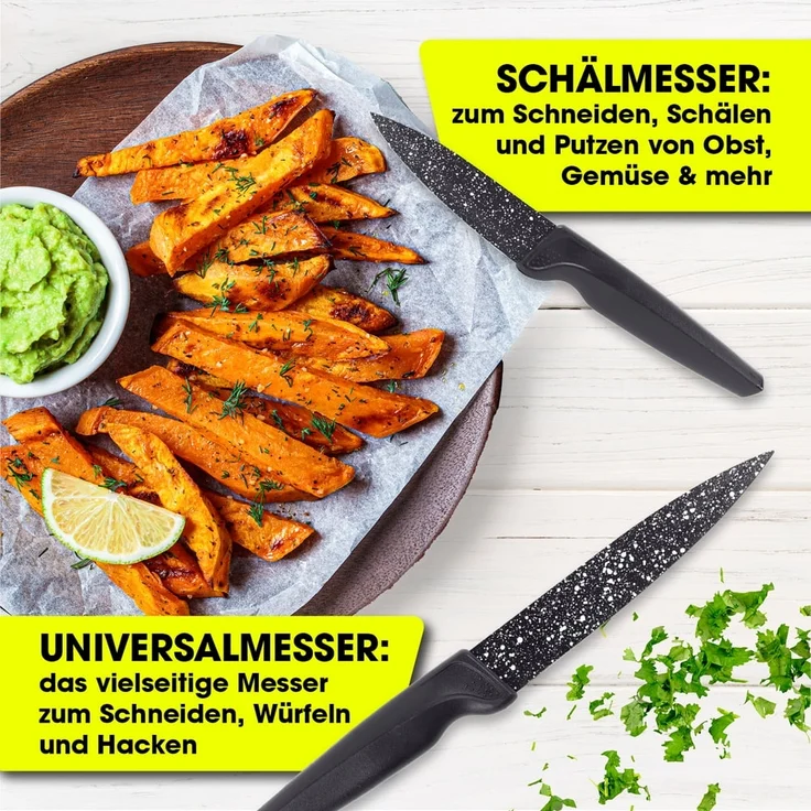 GOURMETmaxx Messer-Set 6-tlg, Küchenmesser-Set (6-tlg), für müheloses Schneiden von Gemüse, Fleisch, Fisch, Brot – Bild 7