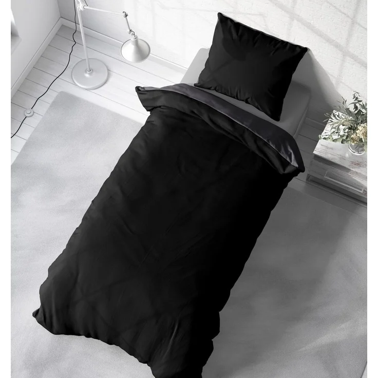 One Home Bettwäsche Doubleface, Satin, 2 teilig, Uni Wende, kühlend weich Sommer, Übergröße – Bild 4
