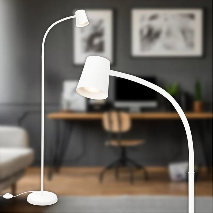 BRILONER – Stehlampe als Deko im Wohnzimmer und Leselampe, Schwenkbare Lampe, Wohnzimmerlampe, Fußtaster, Indirekte Beleuchtung, Weiß – Bild 4