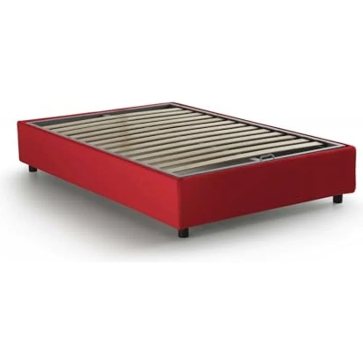 Talamo Italia - Chiara Doppelbett, Bettkasten mit Stoffbezug, 100 % Made in Italy, Öffnung vorne, inklusive Matratze 120 x 190 cm, Rot – Bild 5
