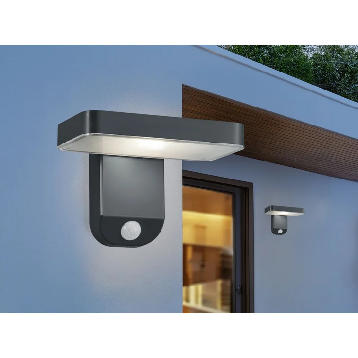 LED Solar Wandleuchte 2er Set Außenleuchten mit Bewegungsmelder in Anthrazit – Bild 5