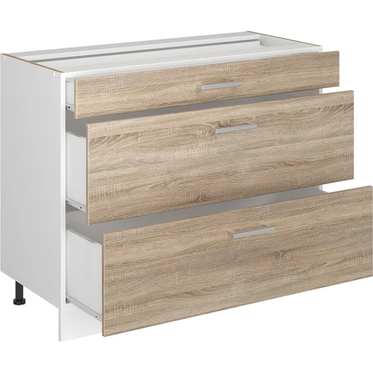 Küchenunterschrank R-Line Sonoma/Weiß 100 cm Arbeitsplatte Anthrazit Vicco – Bild 3