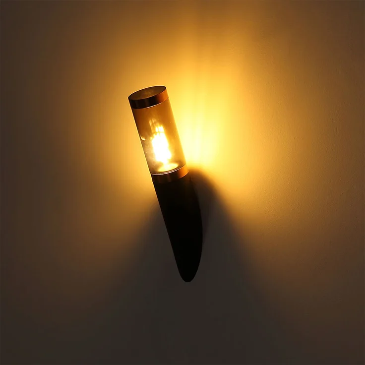 Wandleuchte, Edelstahl, schwarz, rauch, Kupfer, H 41 cm – Bild 9