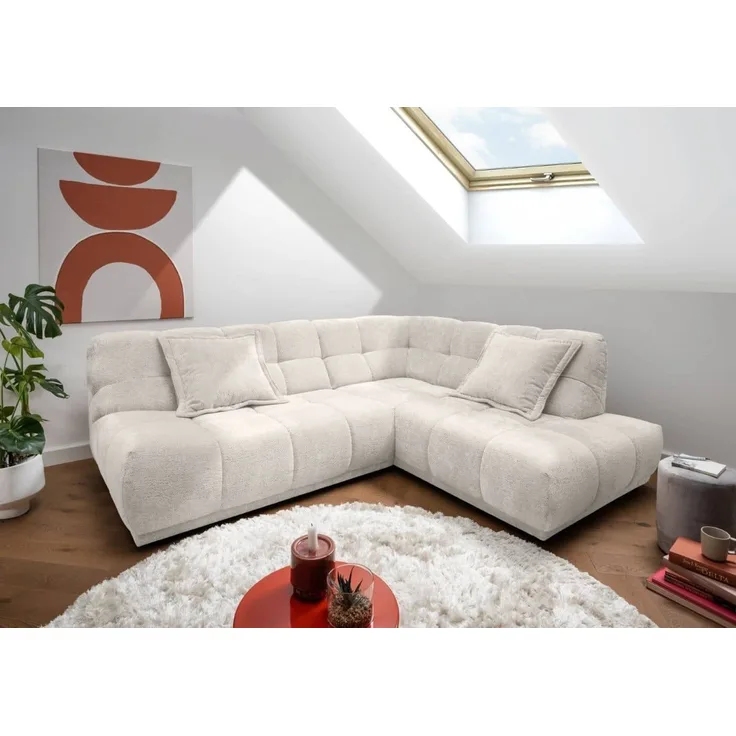 Sofa Italia von Benformato mit Ottomane und Wellenfederung