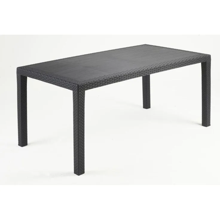 Gartentisch JOKER Rattan Optik Anthrazit Metalltisch Terrassentisch Outdoortisch rechteckig ca. 138x78x72cm