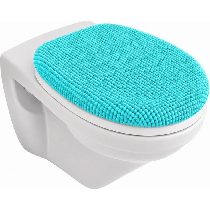 heimtexland Badematte Badvorleger Chenille Badteppich Duschvorleger, rutschhemmend beschichtet, umlaufendes Gummiband, schnell trocknend, strapazierfähig, rutschfest, Polyester, rechteckig, WC-Bezug 38x48 cm, Hochflor, super weich, Maschinenwäsche, pfl... – Bild 1