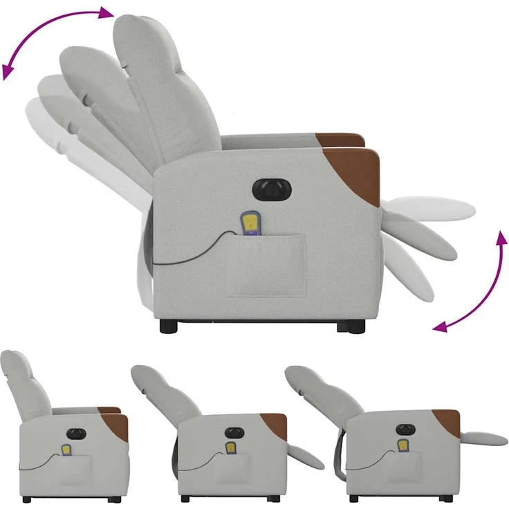 vidaXL Massagesessel mit Aufstehhilfe Elektrisch Wolkengrau Stoff 3324029 – Bild 9