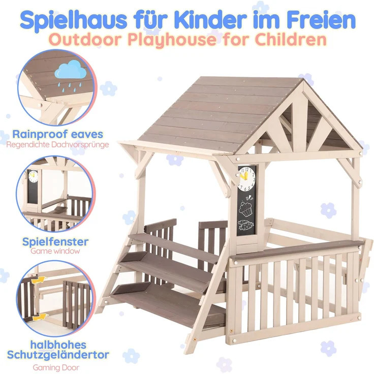ZUBALIYA Geeignet für Kinder ab 3 Jahren, mit einem Mehrzweck-Pflanzen- und Spielzeugregal, 114.00 x 147.50 x 156.00 cm, fürs Kinderzimmer, Samt, Grau und Beige – Bild 5