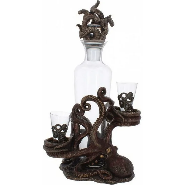 Horror-Shop Dekofigur Tentacle Temptation Octopus Flaschen & Schnapsglas