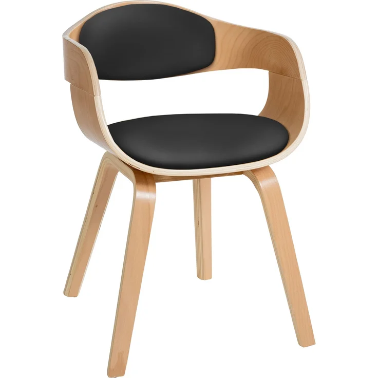 DELUKE® Besucherstuhl LONDON - 73x49x46cm, Natur/Schwarz Kunstleder Holz Gestell Konferenzstuhl Wartezimmerstuhl – Bild 1