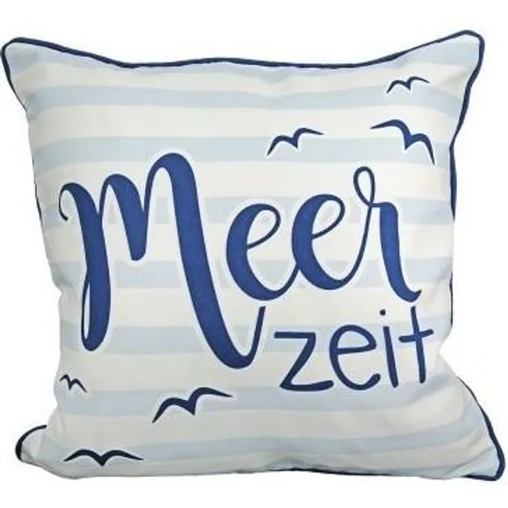 Kissen Meerzeit blau /weiß, Rückseite blau