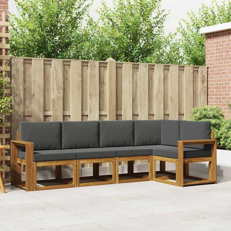 vidaXL Outdoor-Sofagarnitur 5 stk. 5-Sitzer Natur und Anthrazit 3366400