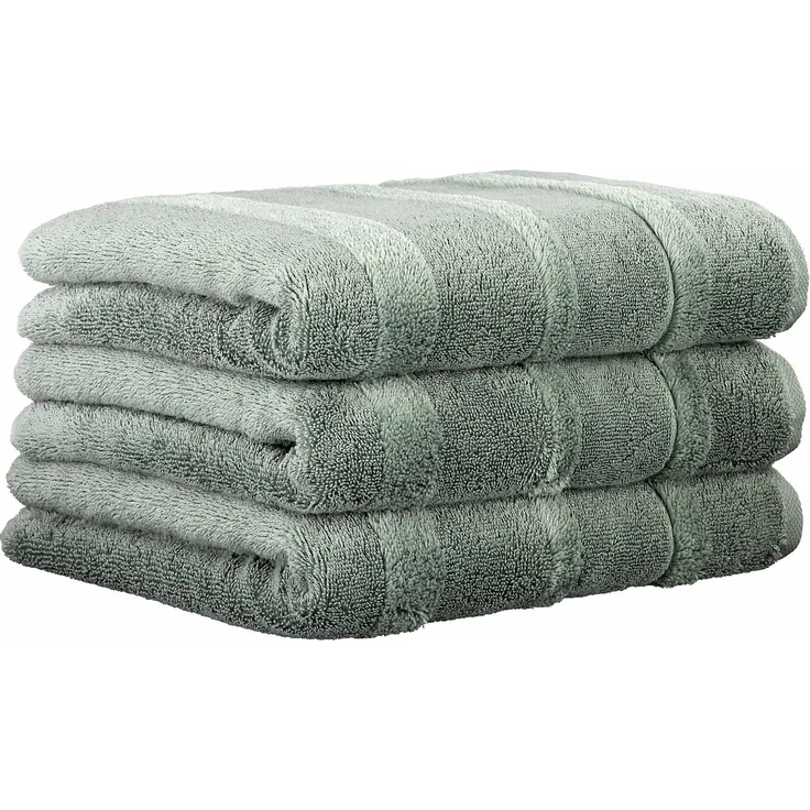 CAWÖ Handtuch, 3er Pack - Noblesse2, Walkfrottier, Velours-Streifen, Baumwolle, einfarbig Grün 50x100cm – Bild 1