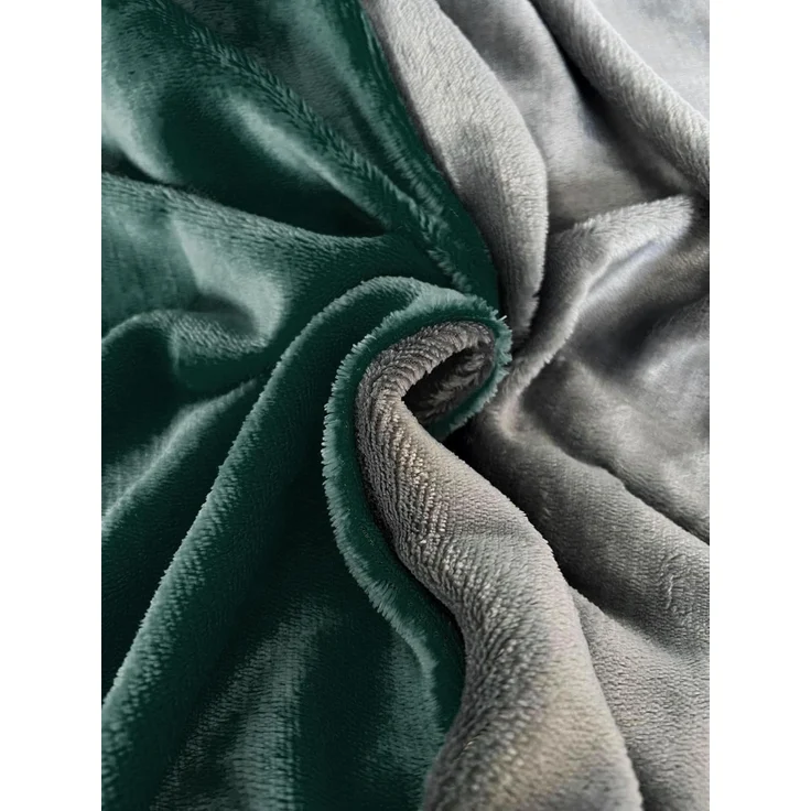 Moderne Plüschbettwäsche mit Reißverschluss - einfarbig, wendbar & warmhaltend Grün 200x220cm + 2x 80x80cm Kissenbezug – Bild 7