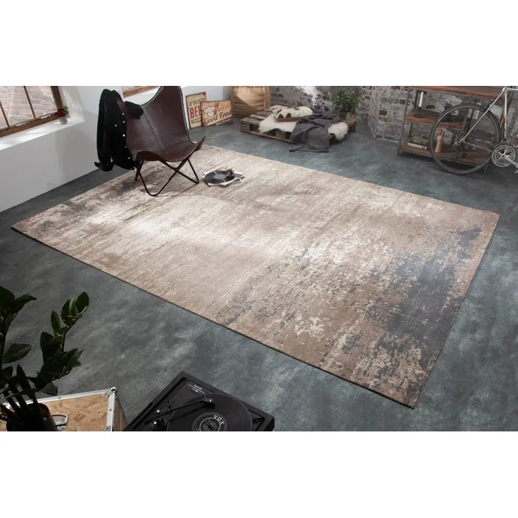riess-ambiente Teppich MODERN ART XXL 350x240cm grau / beige, rechteckig, Höhe: 10 mm, Vintage · Baumwoll-Mischung · verwaschen · Wohnzimmer