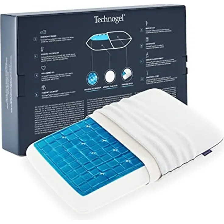 Technogel Nackenstützkissen Original Deluxe, Seitenschläfer, Rückenschläfer, Bauchschläfer, Gelkissen mit Viscoschaum