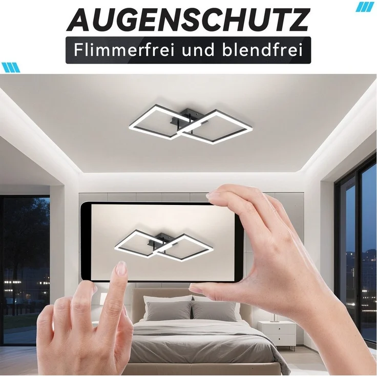FIVMEN Deckenleuchte LED Deckenlampe Licht Lampen Badezimmer Wohnzimmerlampe Quadrat, 60W, Für Wohnzimmer Schlafzimmer Büro Arbeitszimmer und Esszimmer – Bild 3
