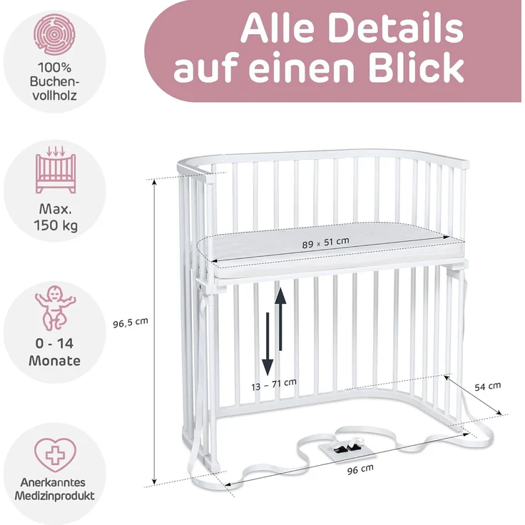 Babybay 'Boxspring' Beistellbett weiß – Bild 6
