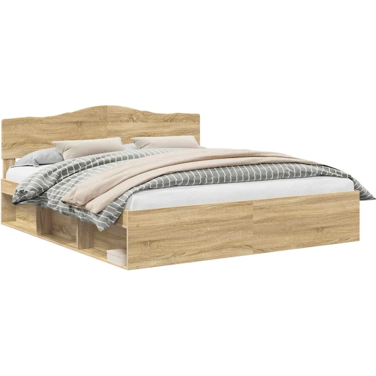 vidaXL Bettrahmen Sonoma 180 x 200 cm Massives Kiefernholz 3412864 – Bild 1