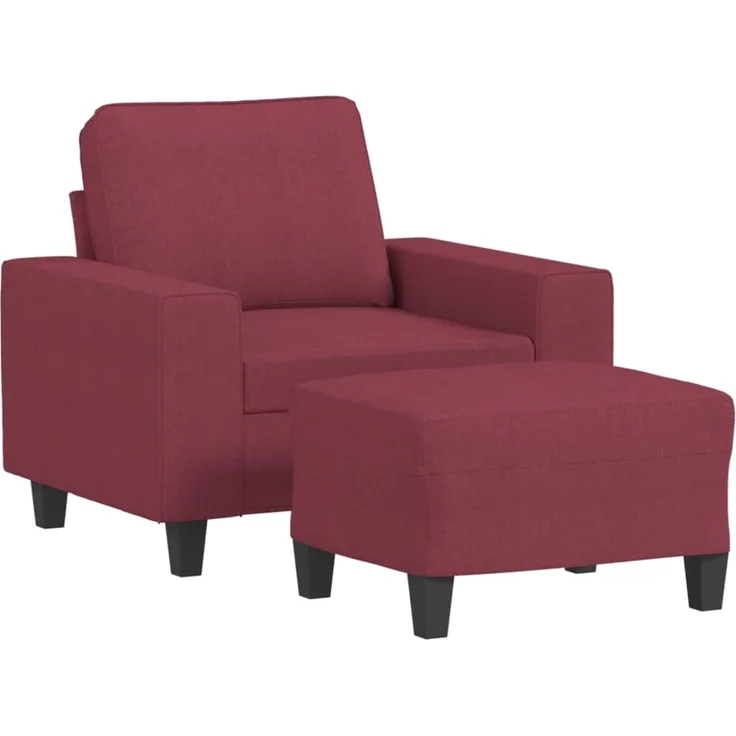 vidaXL Sessel mit Hocker Weinrot 60 cm Stoff 3201149