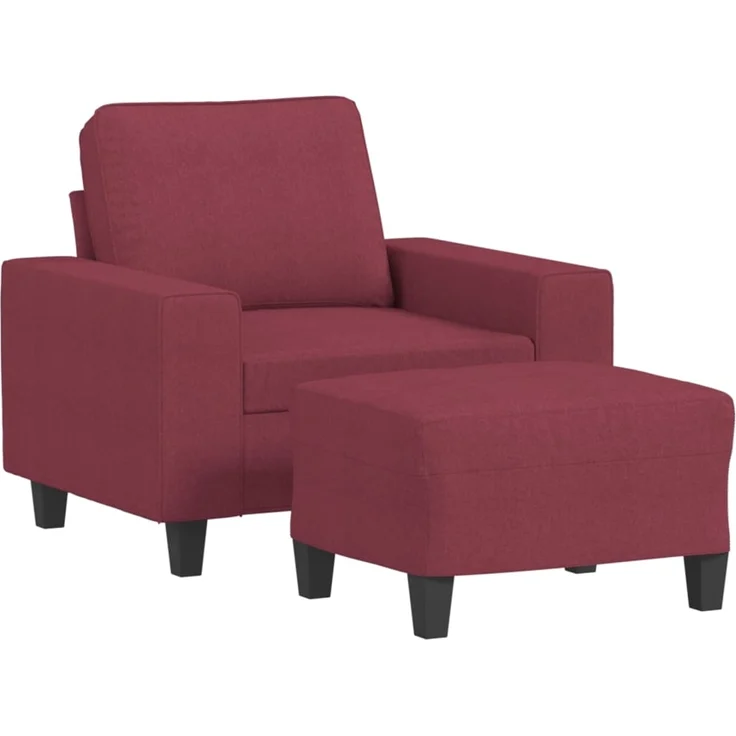 vidaXL Sessel mit Hocker Weinrot 60 cm Stoff 3201149 – Bild 1