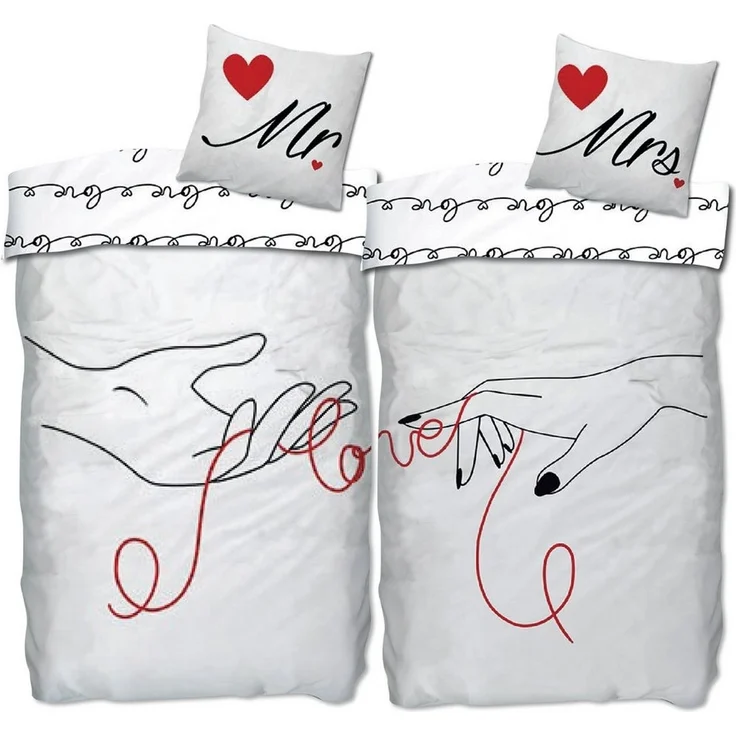 BERONAGE Partnerbettwäsche Mr. & Mrs. Partnerbettwäsche 2 Bettwäsche-Sets, 4 teilig, 135x200 + 80x80 cm – Bild 1