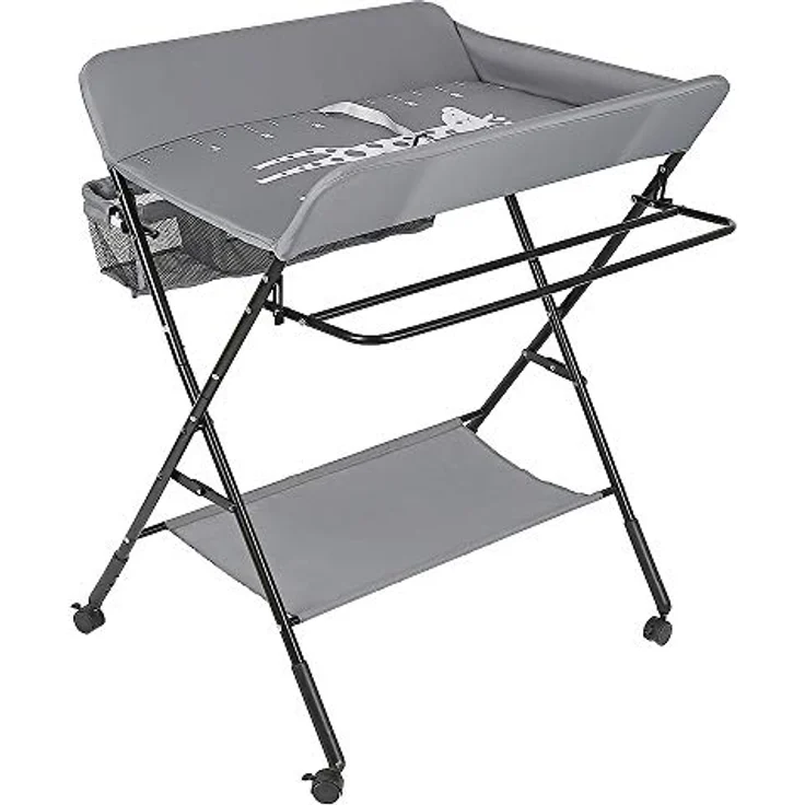 Wickelstation für Baby, Wickeltisch, faltbar, tragbar, Wickeltisch, faltbar, tragbar, mit Aufbewahrungskorb, maximale Belastung von 25 kg,80 x 66 x 98 cm (Grau) – Bild 6