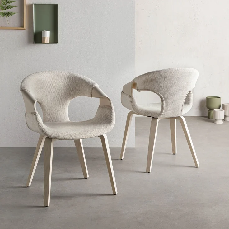 Polsterstuhl 55 x 56 x 80 beige EMILIA #02. – Bild 2
