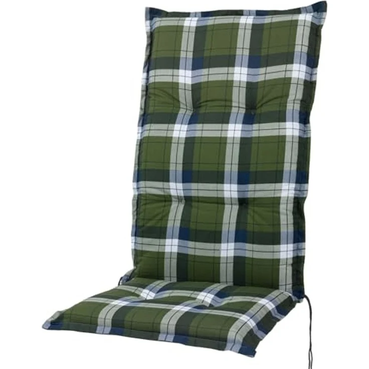 Sun Garden Hochlehnerauflage Hochlehner Prato 90922-205 grün-weiß kariert 120x54x7 cm Sun Garden, (1 St), Halteband verstellbar mit Bindebändern – Bild 1