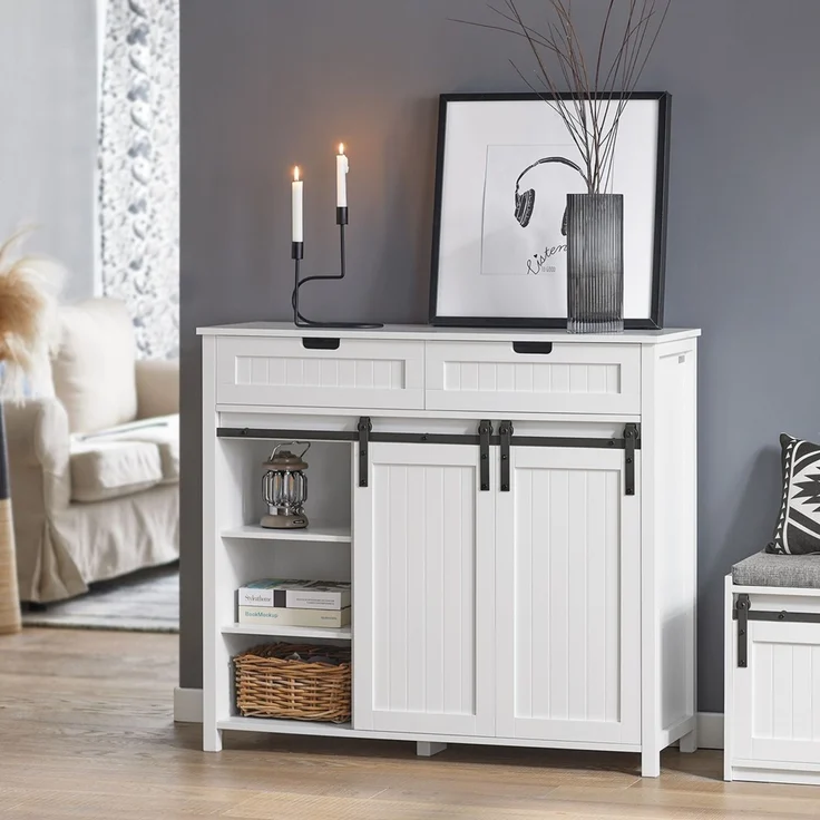 SoBuy FSB74-W Schuhschrank, MDF, Lackiert, Weiß, 100 x 87 x 40 cm – Bild 10