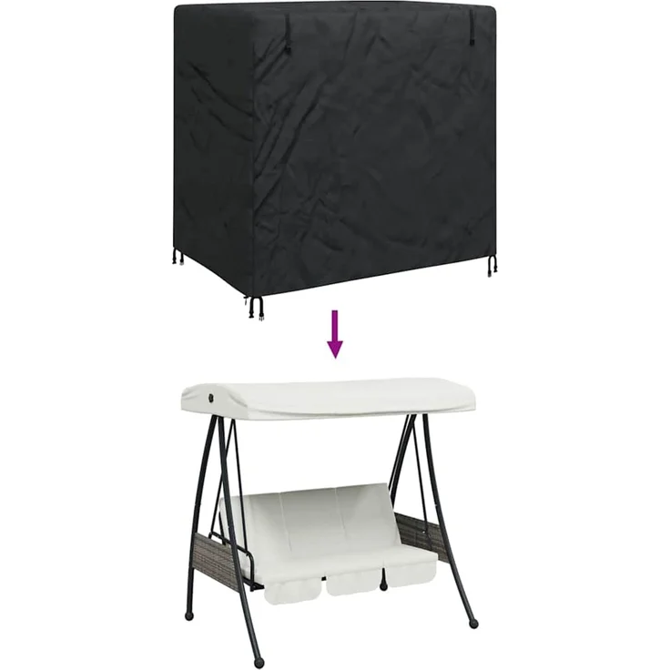 vidaXL Hollywoodschaukel-Abdeckung Schwarz 175 x 125 x 180 cm 4105916 – Bild 11