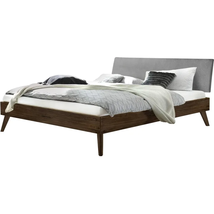 Hasena Massivholzbett Pesaro Trento Nussbaum, Polster-Kopfteil 180x210 cm, Fußhöhe 20 cm – Trento