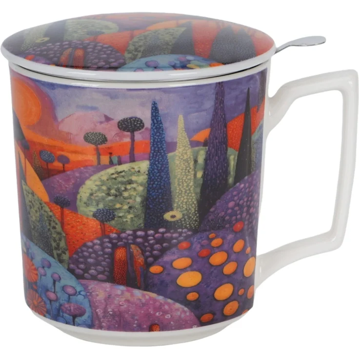 DUO Becher 450 ml mit Teesieb MODERN BUBBLY HILLS New Bone China Porzellan – Bild 3