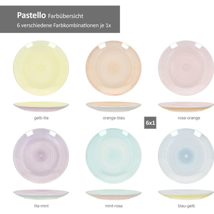 MamboCat Speiseteller Pastello 6er Set Speiseteller Ø27cm Steingut Platte groß Essteller – Bild 4
