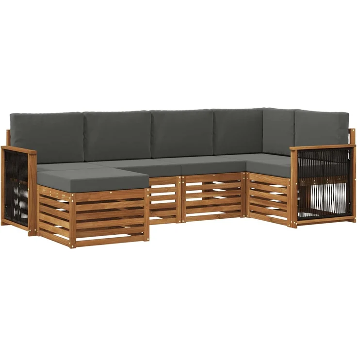 vidaXL Outdoor-Sofagarnitur 6 stk. 5-Sitzer Natur und Anthrazit 3384563 – Bild 2