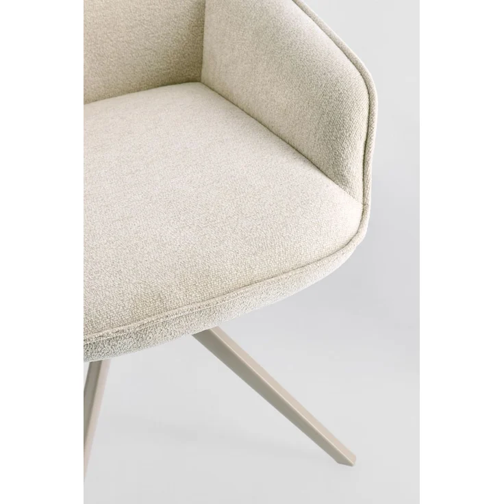 Esszimmerstuhl Matilda mit Armlehne, Stoffbezug modern drehbar, beige Moon, gepolstert, Metallgestell – Bild 8